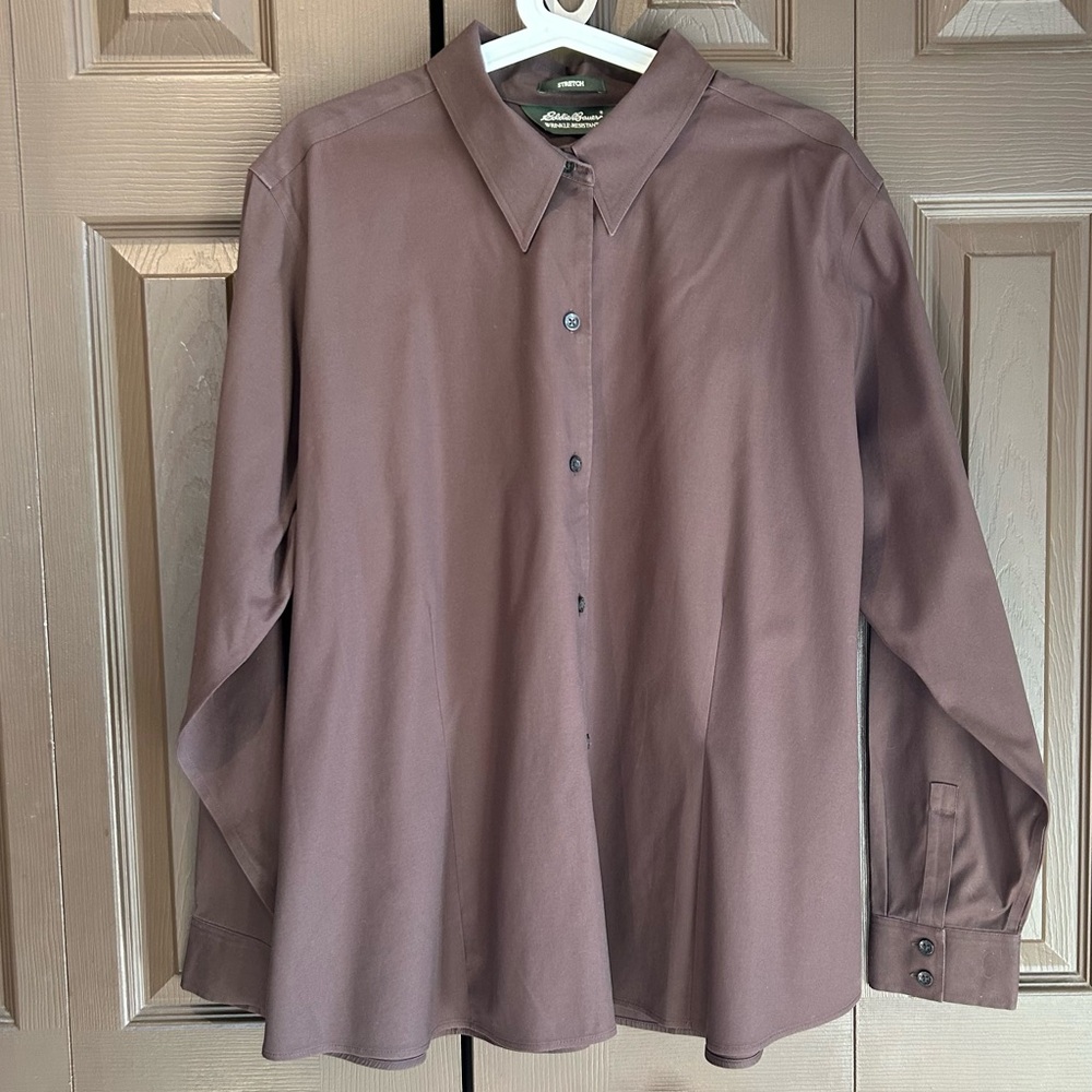 Eddie Bauer Women's Casual Brown Button-Down Shirt
